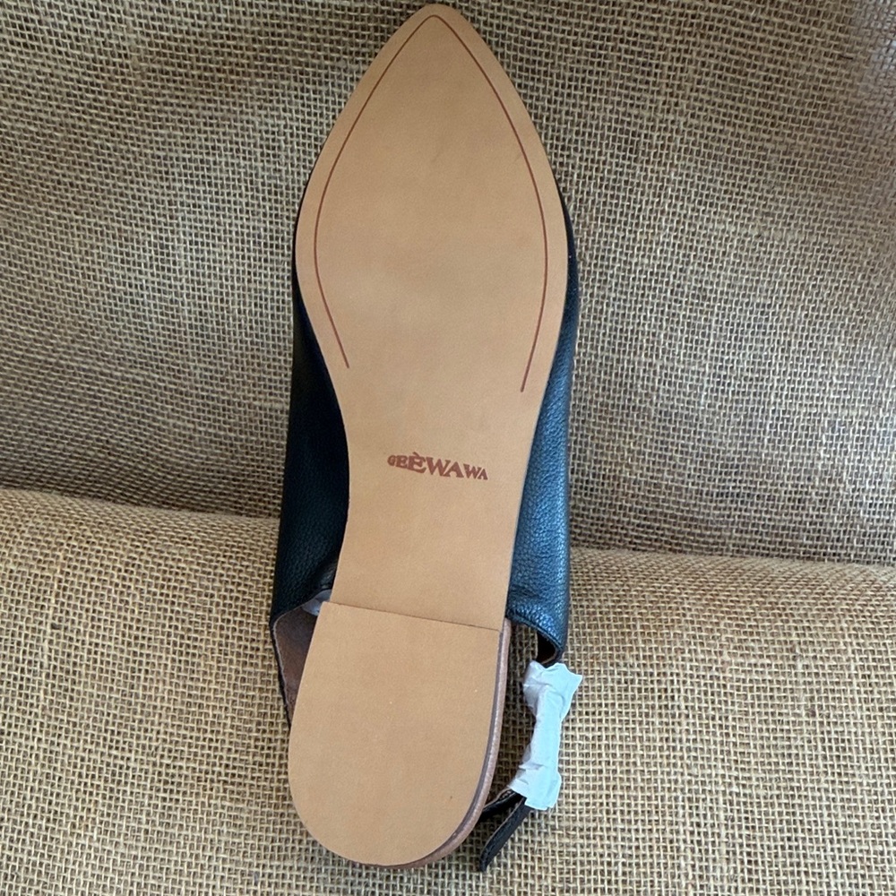 GEEWAWA Black Leather Women's Mules, never worn, size 10 - Picture 3 of 5